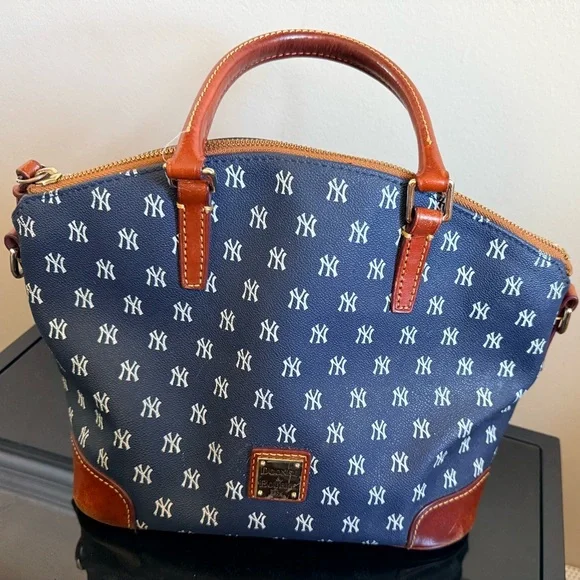 Dooney & Bourke NY Yankees Satchel Crossbody Bag – Blue & Brown - Picture 1 of 6